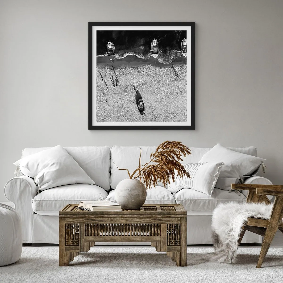 Poster in einem schwarzem Rahmen - Immer noch am Ufer… - 30x30 cm