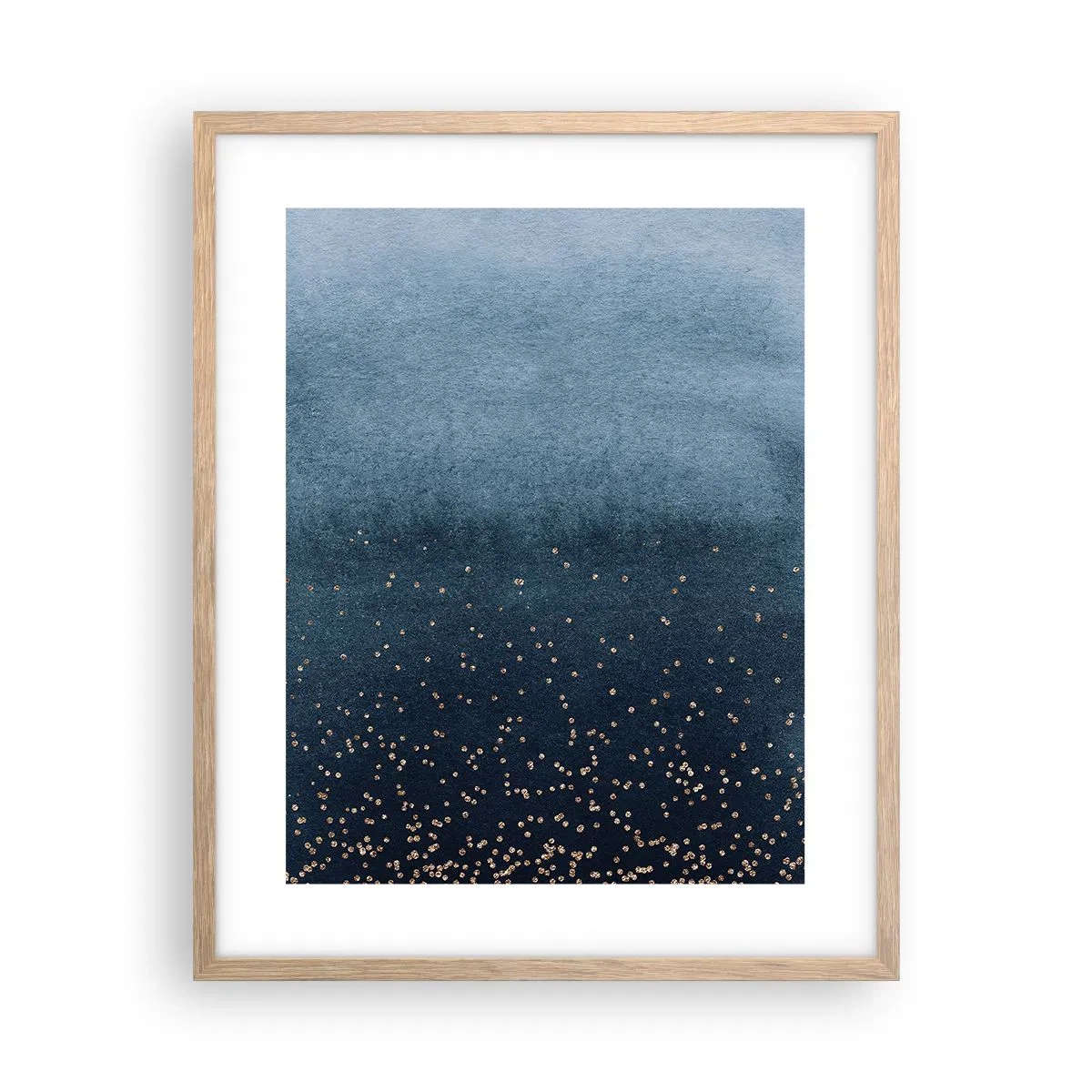 Poster in einem Rahmen aus heller Eiche - Komposition - blaue Phasen - 40x50 cm