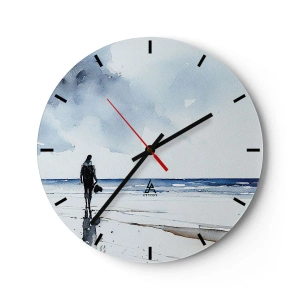 Wanduhr - Glasuhr - Gespräch mit dem Meer - 40x40 cm