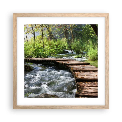 Poster in einem Rahmen aus heller Eiche - Über der schaumigen Kaskade - 40x40 cm