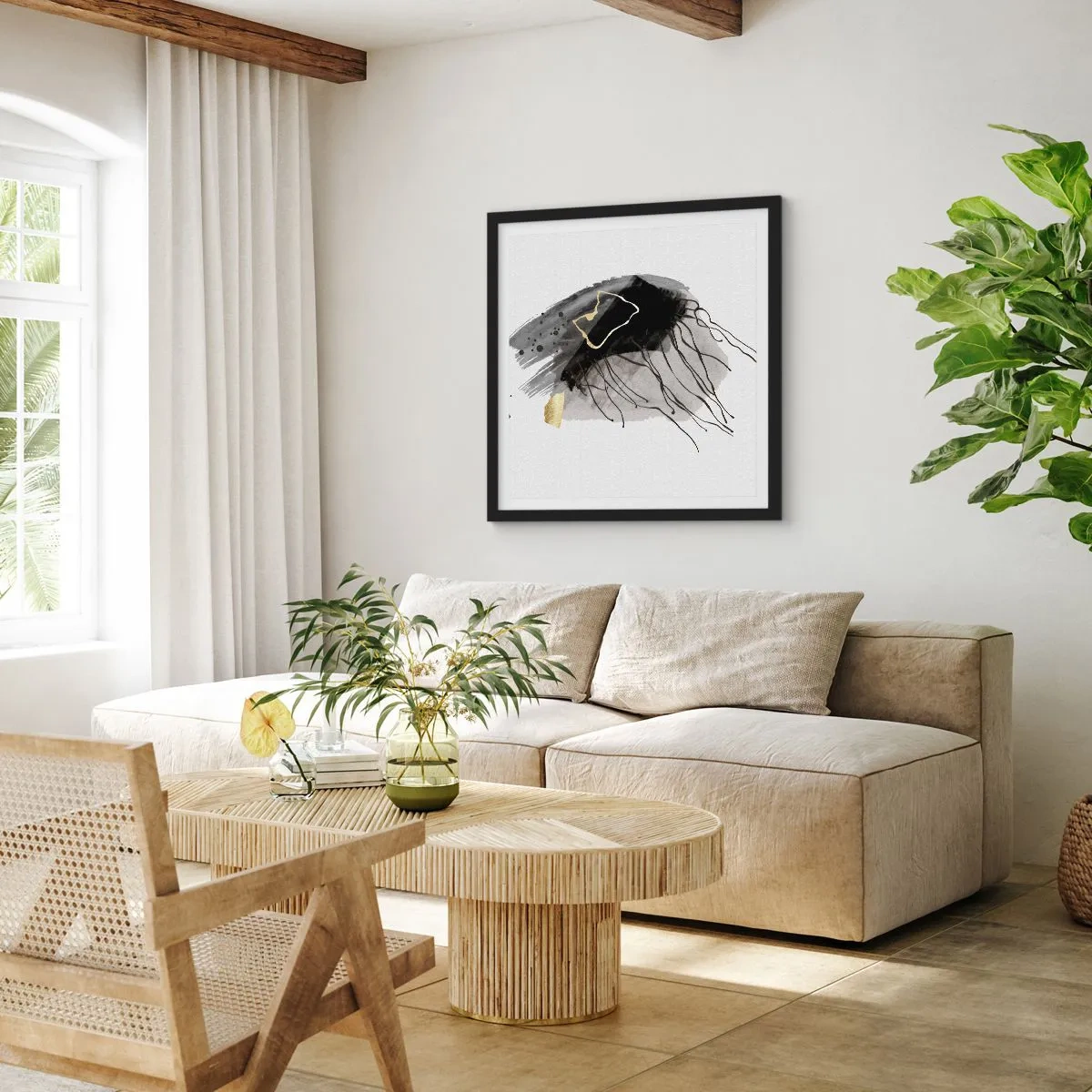 Poster in einem schwarzem Rahmen - In Schwarz und Gold - 50x50 cm