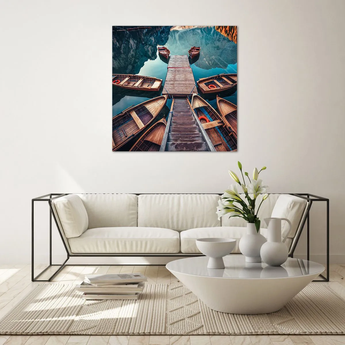 Glasbild - Bild auf glas - Ich warte am Yachthafen - 40x40 cm