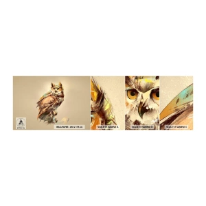 Fototapeten Muster Selbstklebend Deluxe Sticker - Die klügste Eule - bestätigt den Eichenwald - Eule, Vogel, Abstraktion - 100x30 cm