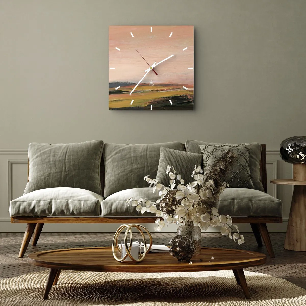 Wanduhr - Glasuhr - In Rosatönen - 40x40 cm