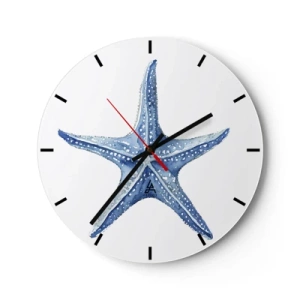 Wanduhr - Glasuhr - Blauer Seestern auf weißem Hintergrund im Aquarellstil - 30x30cm - Stern des Meeres - Moderne Wanddekoration für Wohnzimmer, Küche und Schlafzimmer ARTTOR