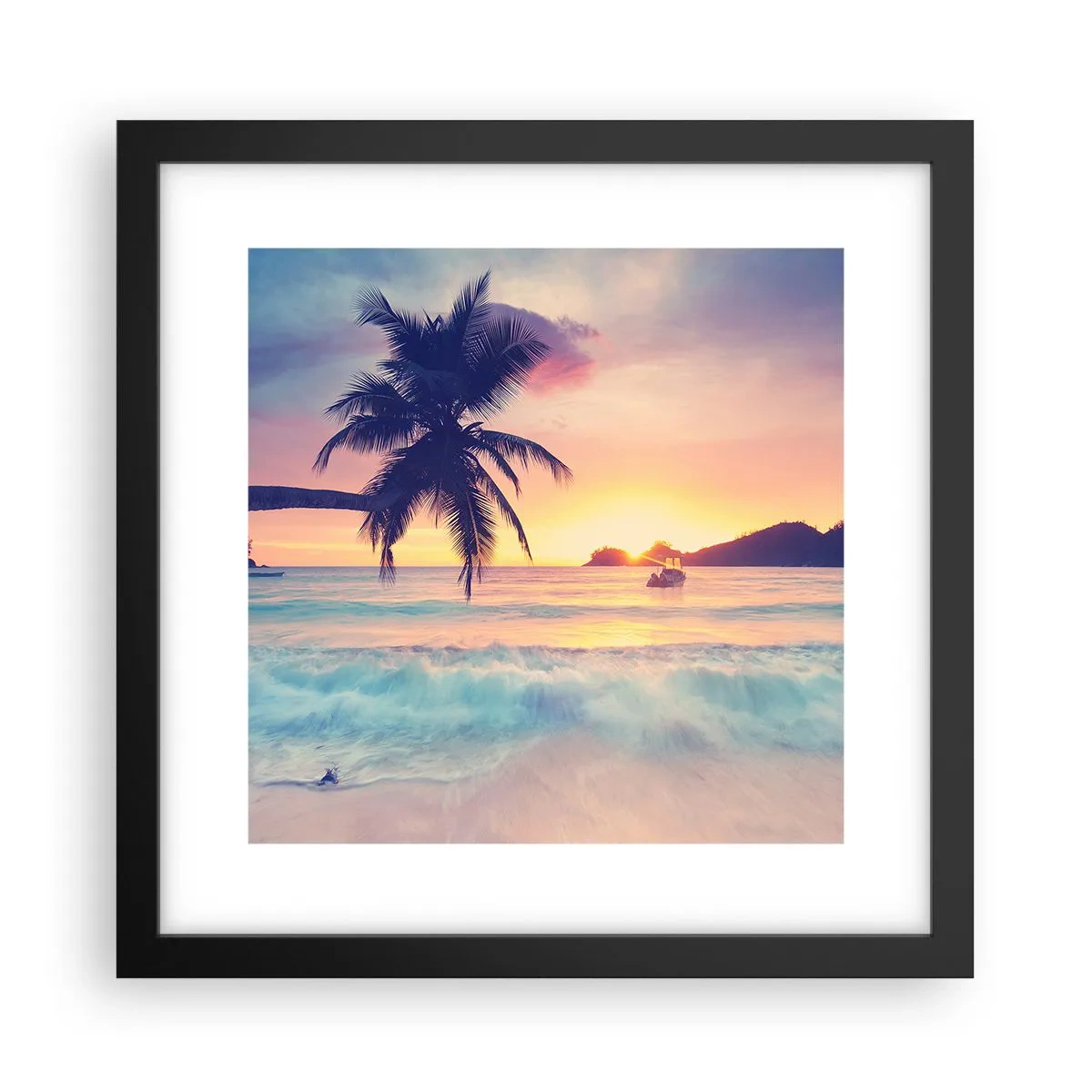 Poster in einem schwarzem Rahmen - Ein Abend in der Bucht - 30x30 cm