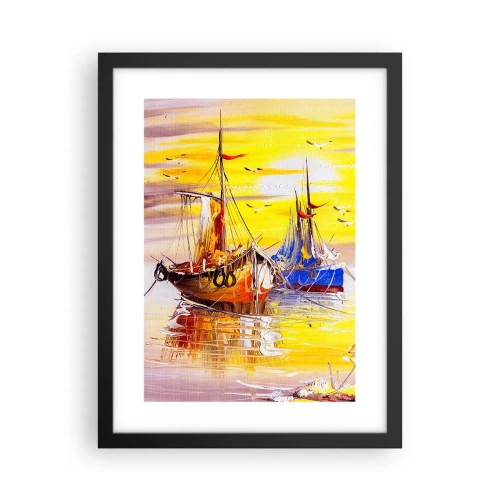Poster in einem schwarzem Rahmen - Eine wohlverdiente Pause im Hafen - 30x40 cm