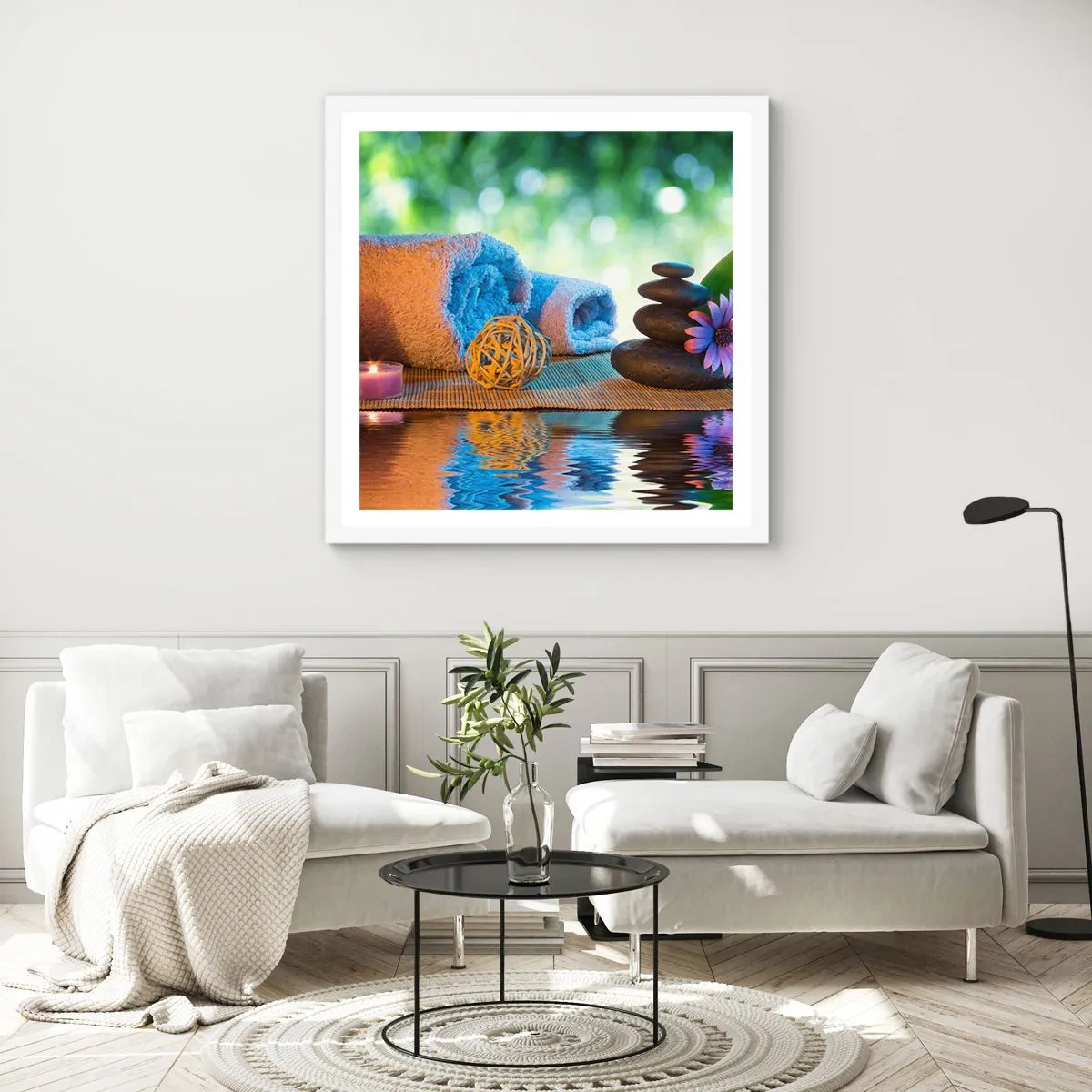 Poster in einem weißen Rahmen - Zeit für den Körper - 50x50 cm