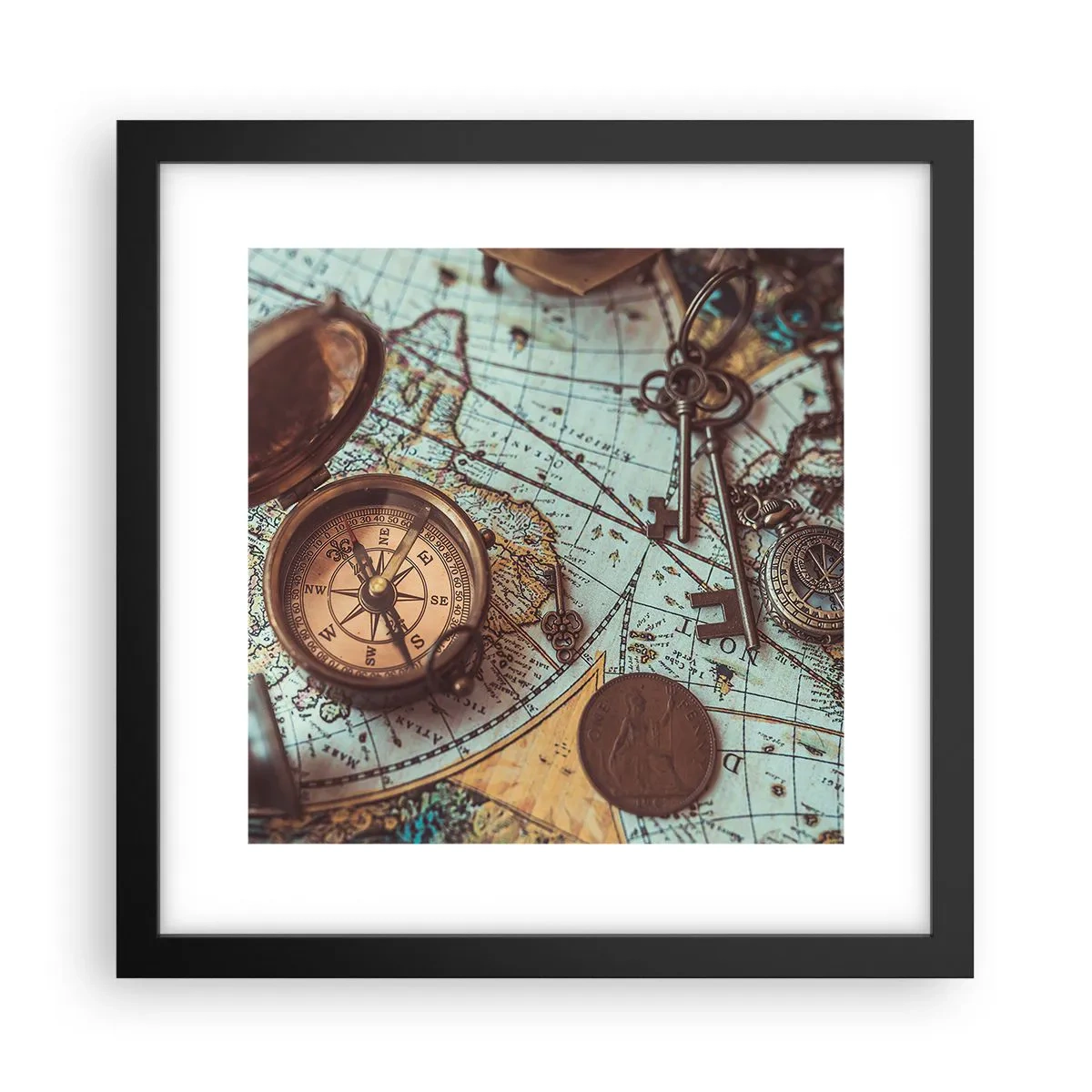 Poster in einem schwarzem Rahmen - Für den Abenteurer - 30x30 cm