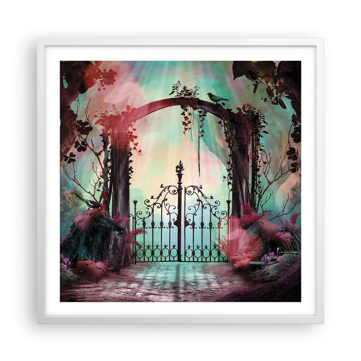 Poster in einem weißen Rahmen - Geheimer Garten - 60x60 cm