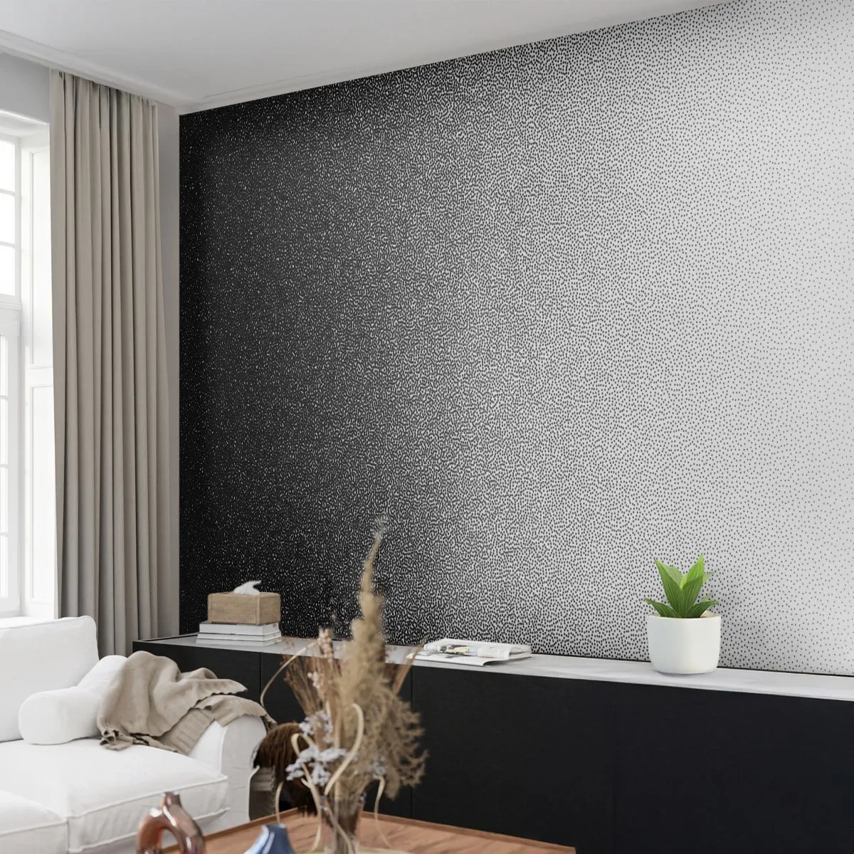 Selbstklebende Fototapete Deluxe Sticker - Dem Licht entgegen - Schwarz und weiß, Abstraktion, Gradient - 100x70 cm