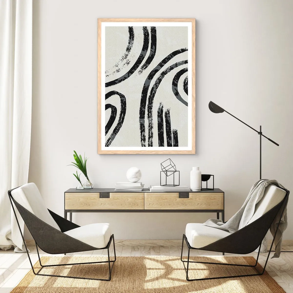 Poster in einem Rahmen aus heller Eiche - Bei Hälfte angehalten - 70x100 cm