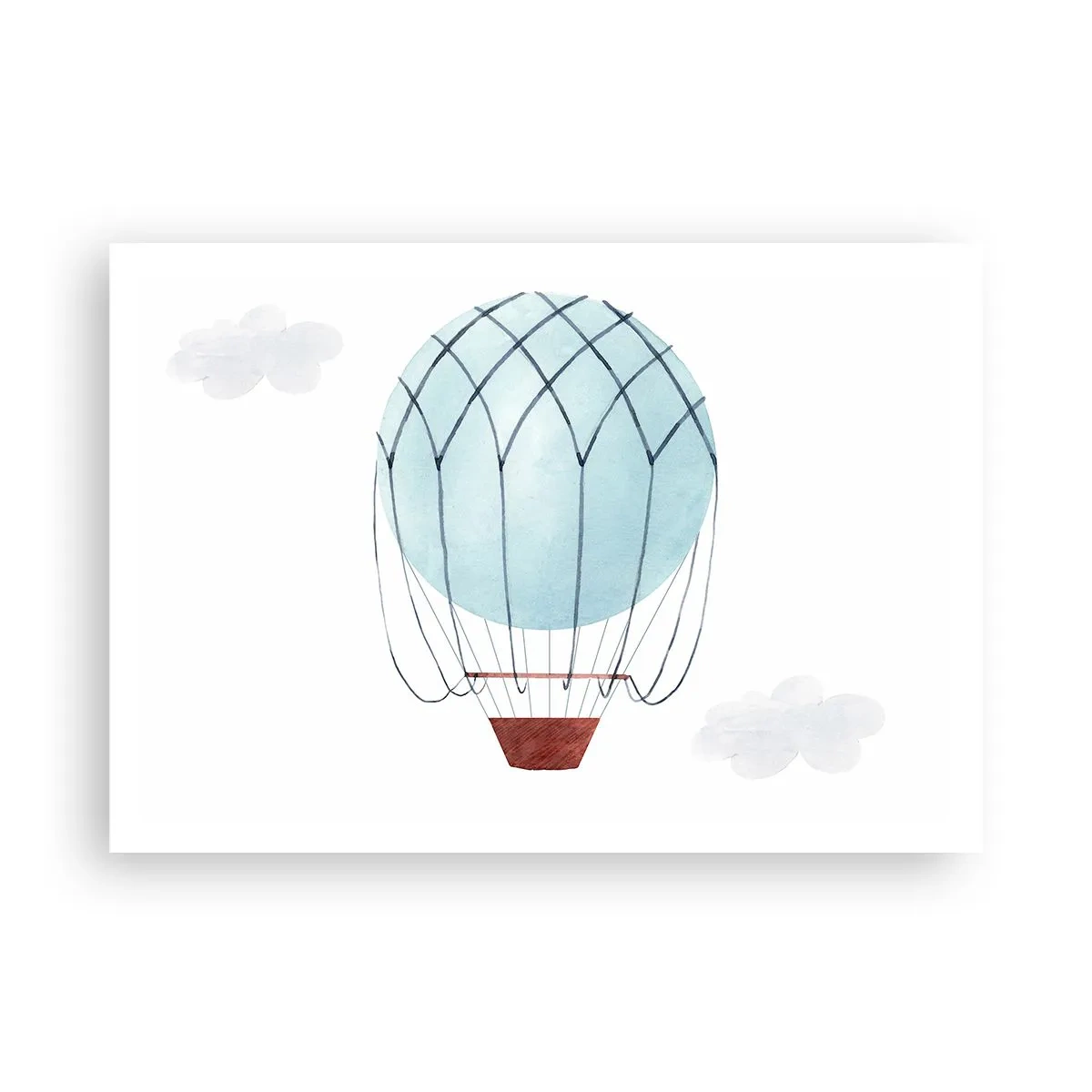 Poster - Ein handbemalter Ballon vor dem Hintergrund zarter Wolken. - 100x70cm - Ganz in den Wolken - Moderne Wanddekoration für Wohnzimmer und Schlafzimmer ARTTOR