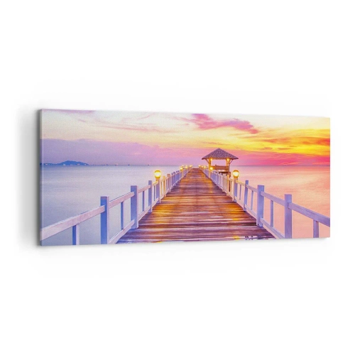 Bild auf Leinwand - Leinwandbild - Die lila-goldene Stille des Abends - 100x40 cm