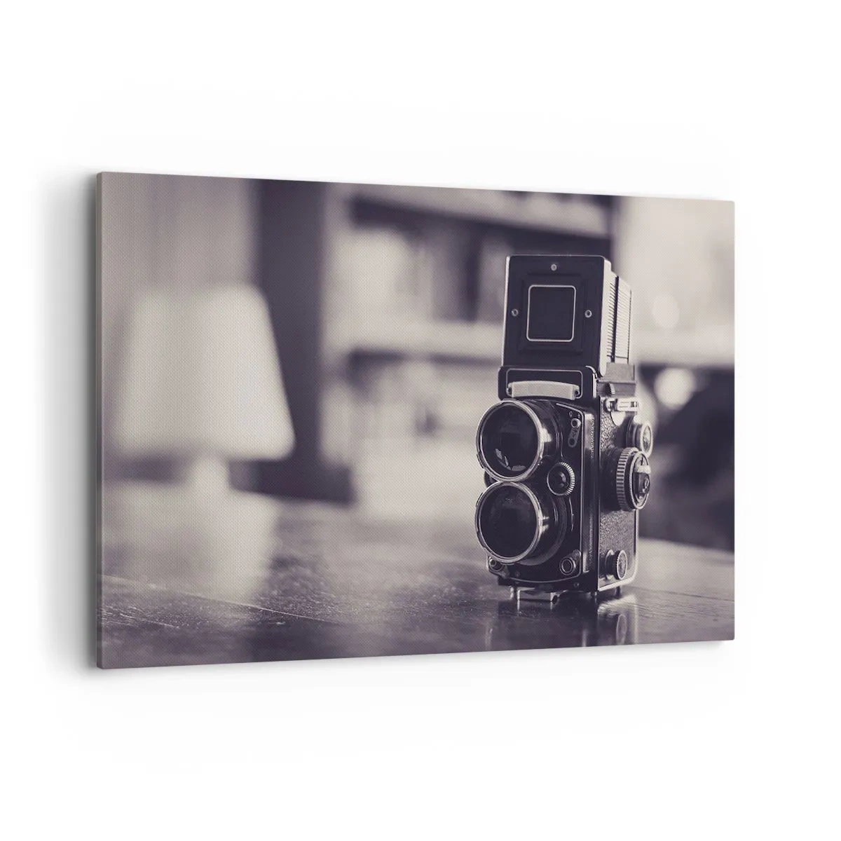 Bild auf Leinwand - Leinwandbild - Antike Kamera in Schwarz und Weiß - 120x80cm - Zauber alter Fotografie - Moderne Wanddekoration für Wohnzimmer und Schlafzimmer ARTTOR