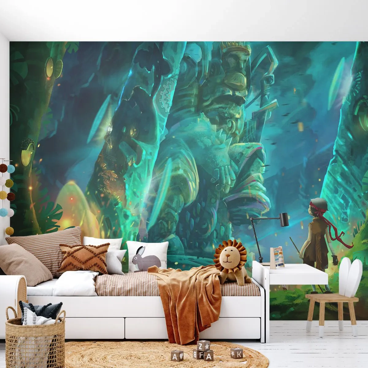 Fototapete Premium Sand - Eine fantastische Szene mit einer mysteriösen Statue - 100x70cm - Aus dem großen Märchenbuch - Moderne Wanddekoration für Wohnzimmer und Schlafzimmer ARTTOR