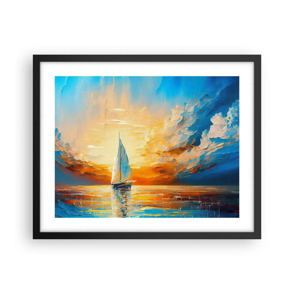 Poster in einem schwarzem Rahmen - In Gold segeln - 50x40 cm