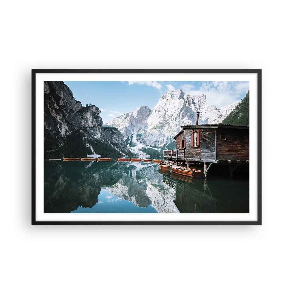 Poster in einem schwarzem Rahmen - Kristallklarer Bergmorgen - 91x61 cm