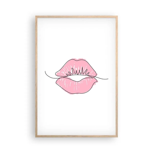 Poster in einem Rahmen aus heller Eiche - Bereit zum Küssen? - 61x91 cm