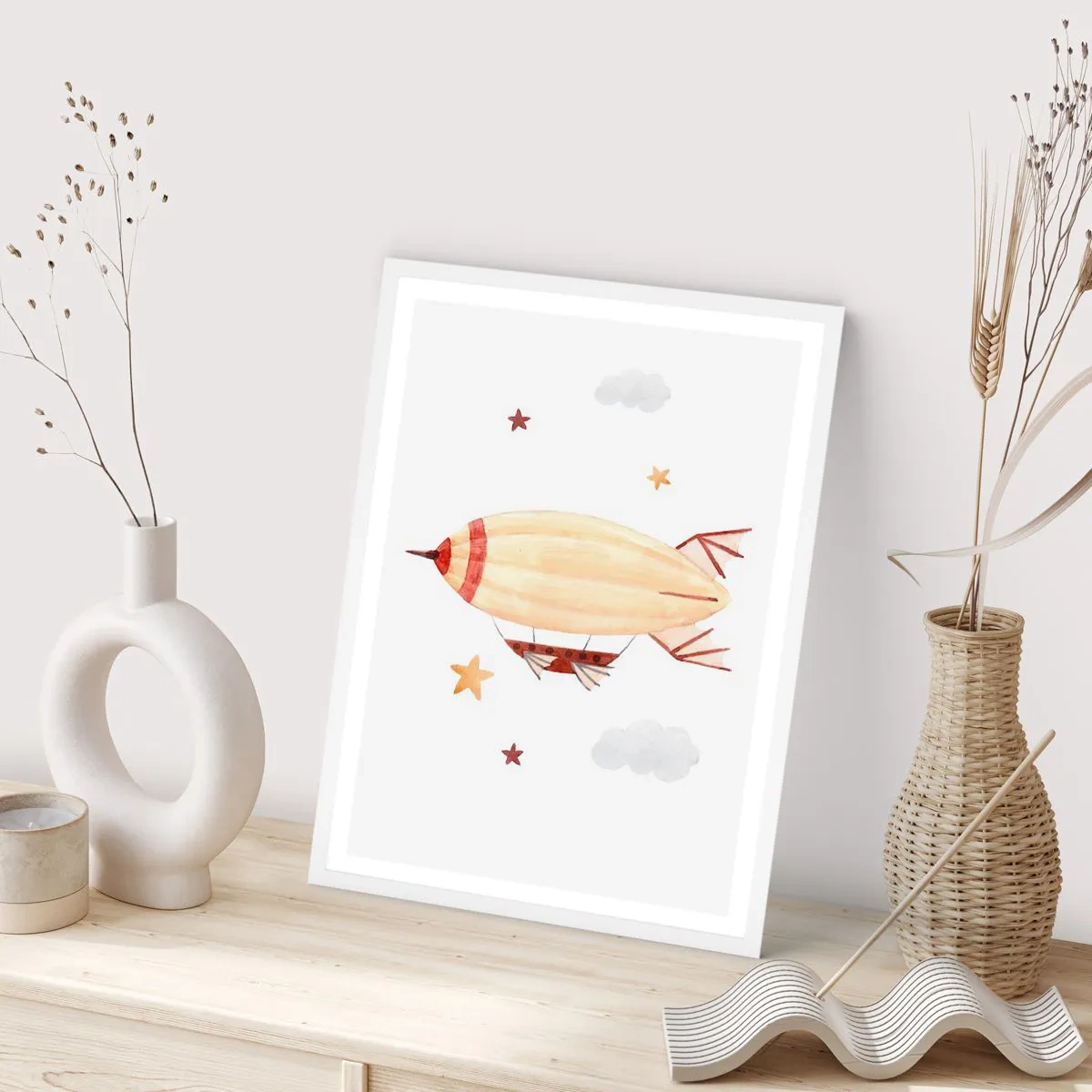 Poster in einem weißen Rahmen - Luftschiff - 61x91 cm