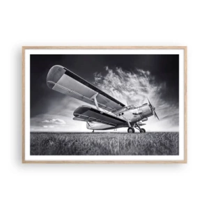 Poster in einem Rahmen aus heller Eiche - Der geflügelte Wanderer - 100x70 cm