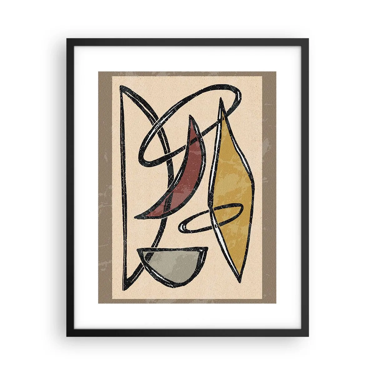 Poster in einem schwarzem Rahmen - Komposition – Bögen und Ovale - 40x50 cm