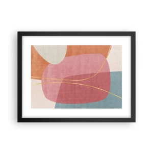 Poster in einem schwarzem Rahmen - Pastellkomposition mit Goldfaden - 40x30 cm