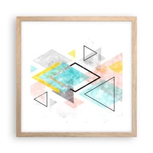 Poster in einem Rahmen aus heller Eiche - Geometrisches Spiel - 40x40 cm