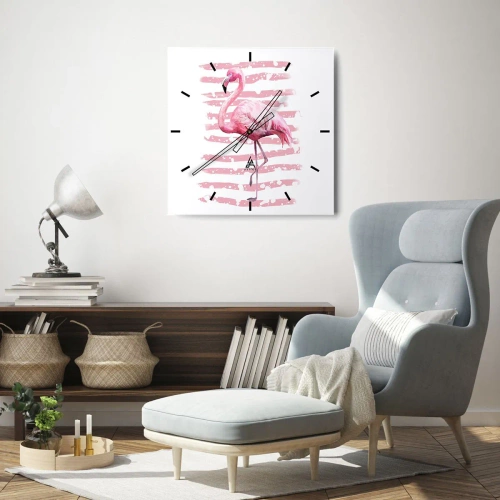 Wanduhr - Glasuhr - In Würde, aber in Pink - 40x40 cm