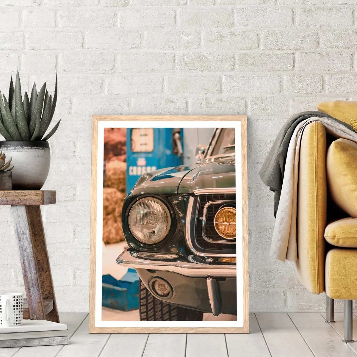 Poster in einem Rahmen aus heller Eiche - Treffen mit einer Legende - 50x70 cm