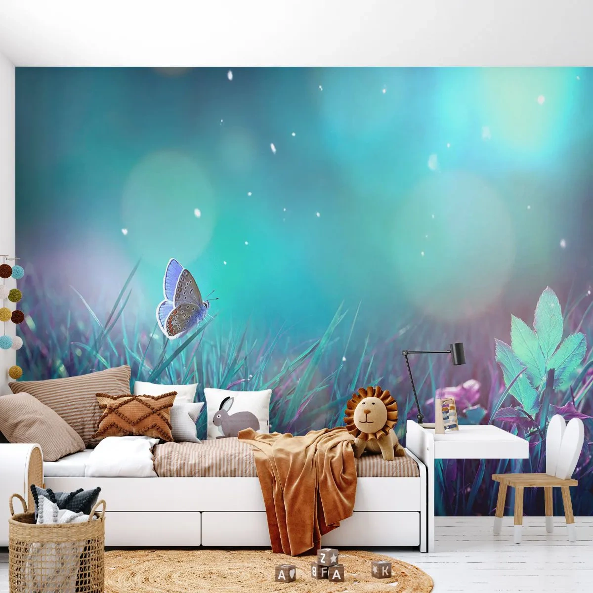 Fototapete Premium Canvas - Das geheime Leben der Wiese - Schmetterling, Wiese, Stück - 500x350 cm
