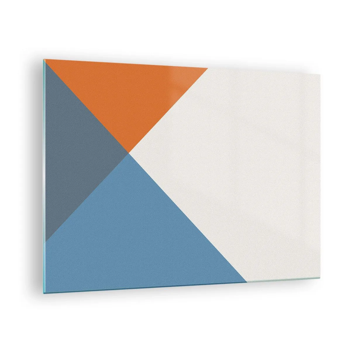 Glasbild - Bild auf glas - Geometrische Komposition mit bunten Dreiecken - 70x50cm - In einem Winkel… - Moderne Wanddekoration für Wohnzimmer und Schlafzimmer ARTTOR