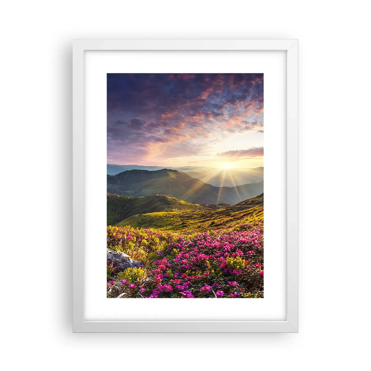 Poster in einem weißen Rahmen - Frische am Bergmorgen - 30x40 cm