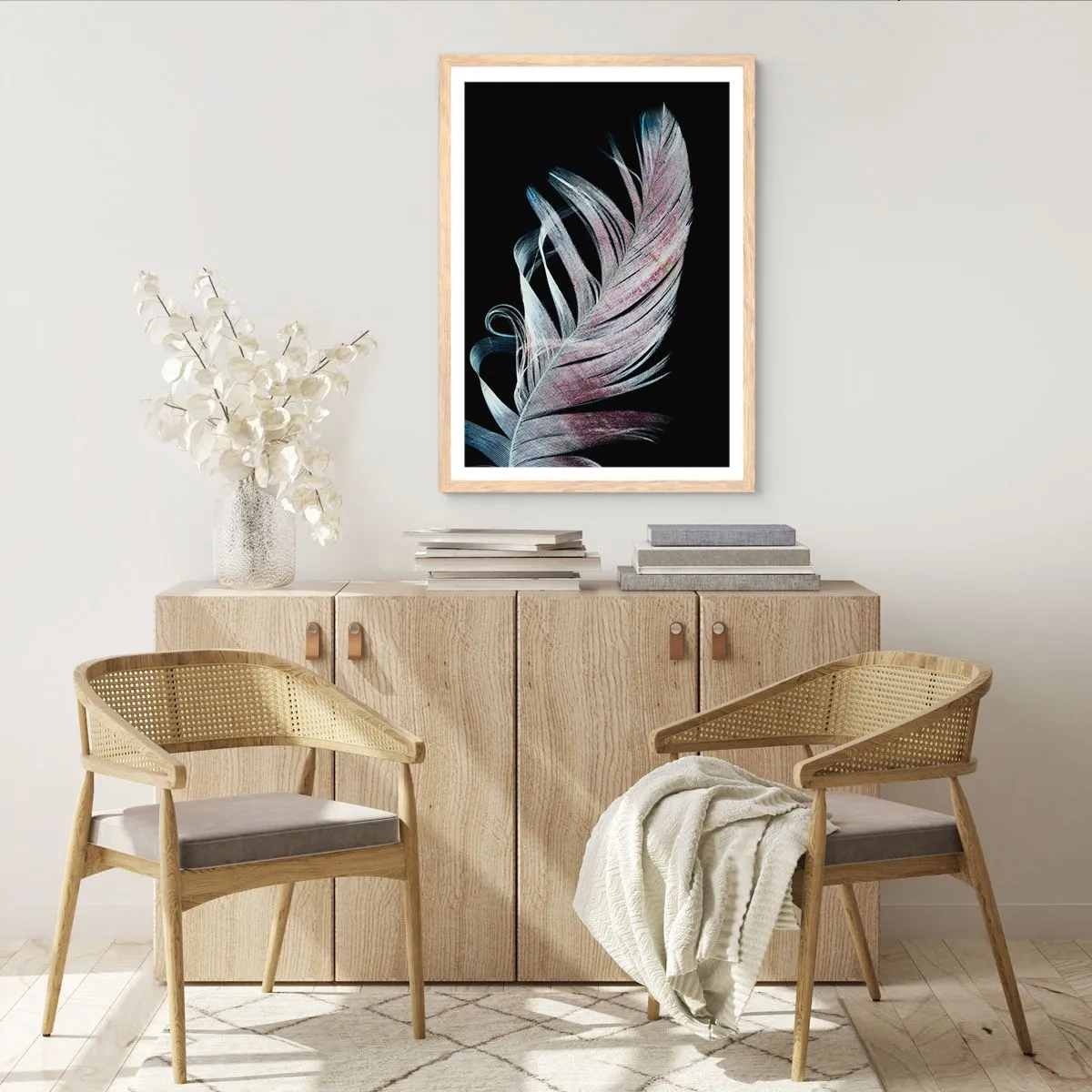 Poster in einem Rahmen aus heller Eiche - Denke an Berührung - 30x40 cm