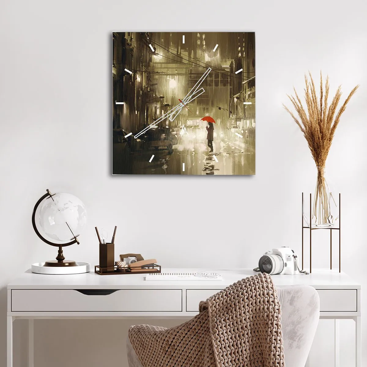 Wanduhr - Glasuhr - Allein aber nicht einsam - 40x40 cm