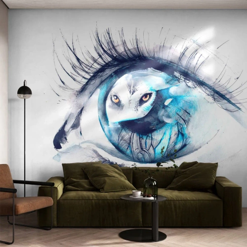 Fototapete Standard Eco - Auge in Auge mit Wildheit - Abstraktion, Auge, Eule - 450x315 cm
