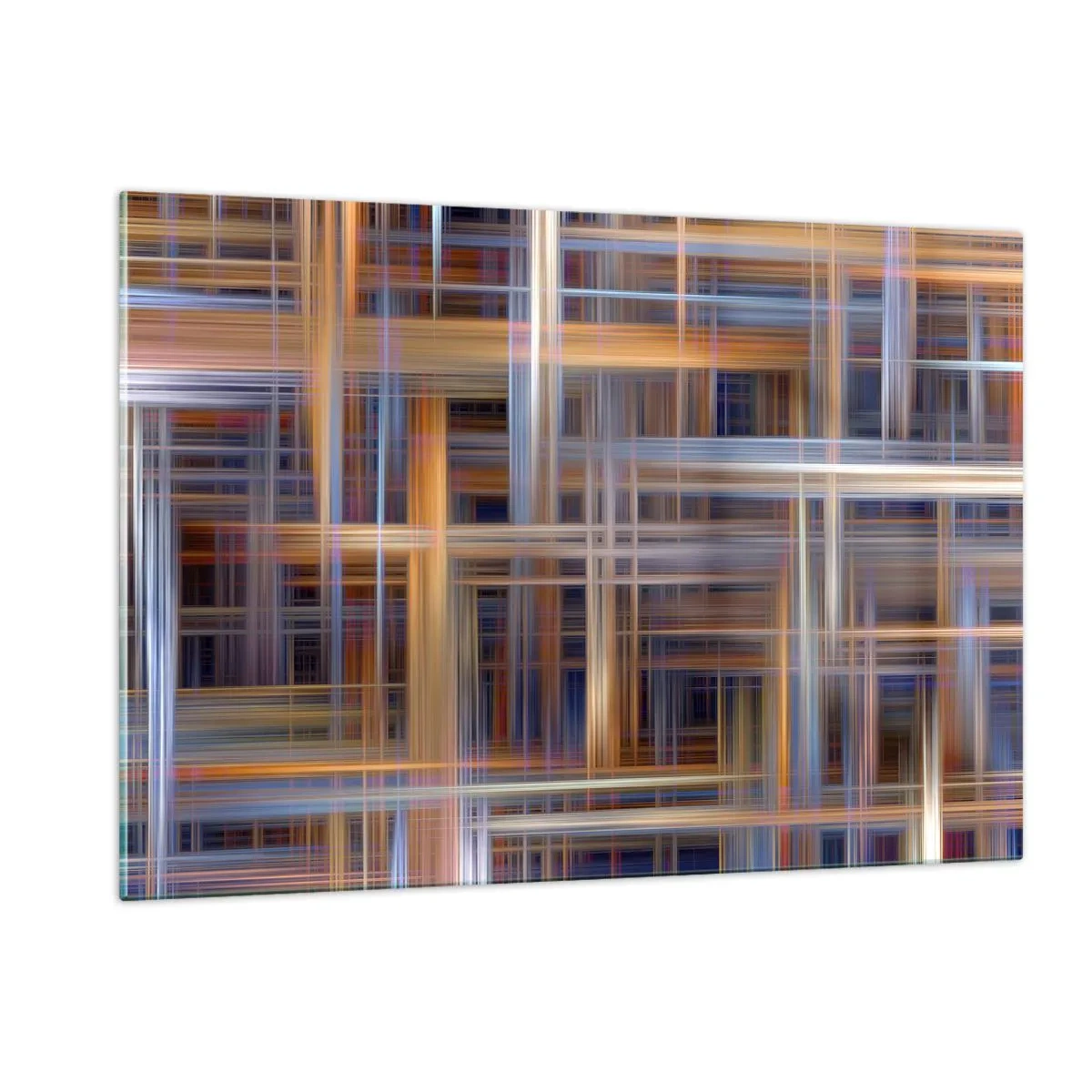 Glasbild - Bild auf glas - Geometrisches Muster aus Linien und Farben im abstrakten Stil - 120x80cm - Aus Licht gewebt - Moderne Wanddekoration für Wohnzimmer und Schlafzimmer ARTTOR
