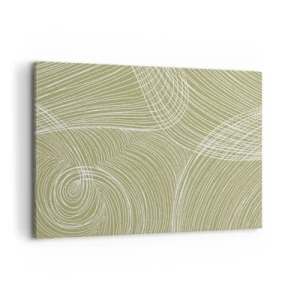 Bild auf Leinwand - Leinwandbild - Grüne und weiße Linien in einer abstrakten Komposition - 100x70cm - Komplizierte Abstraktion in Weiß - Moderne Wanddekoration für Wohnzimmer und Schlafzimmer ARTTOR