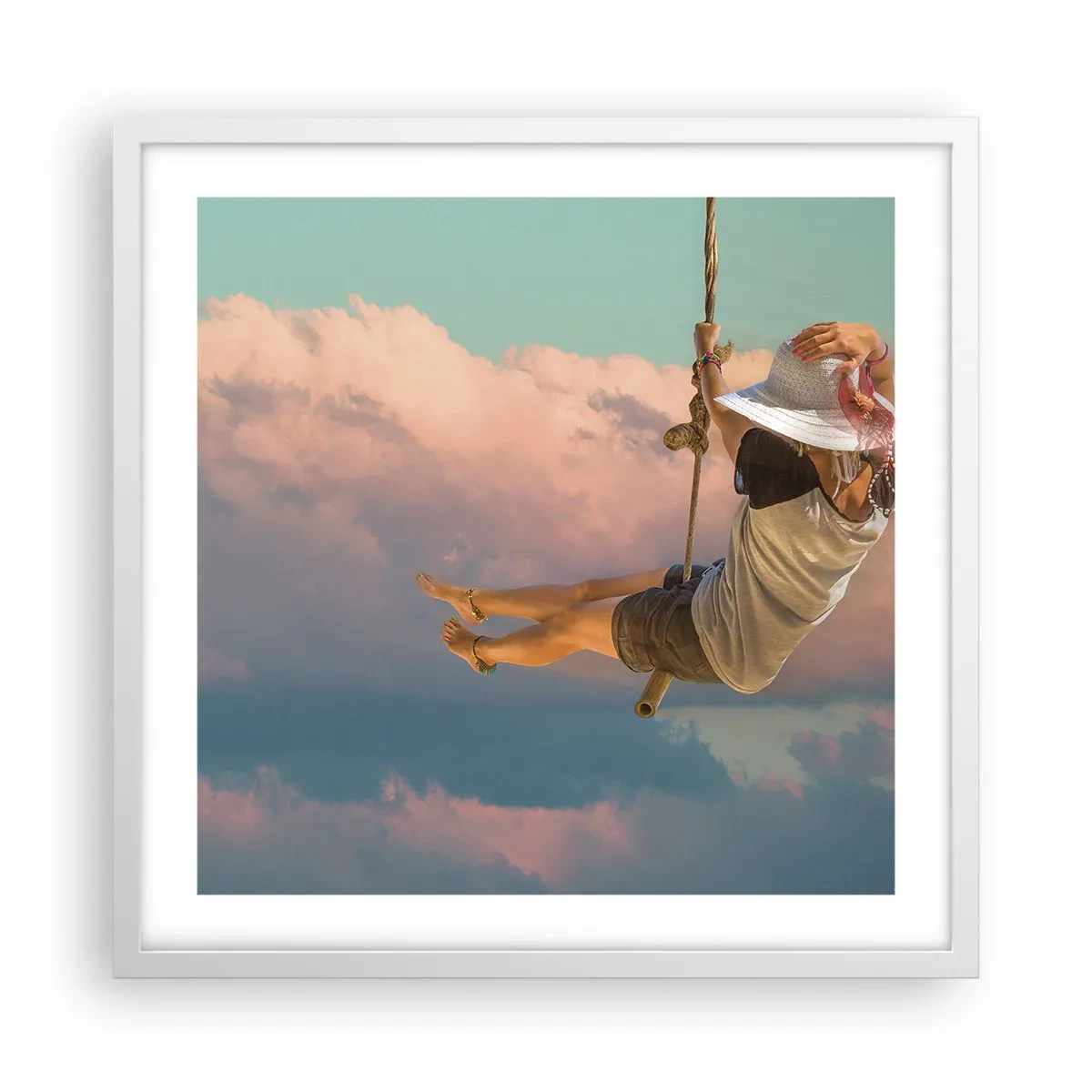 Poster in einem weißen Rahmen - Spaß in den Wolken - 50x50 cm