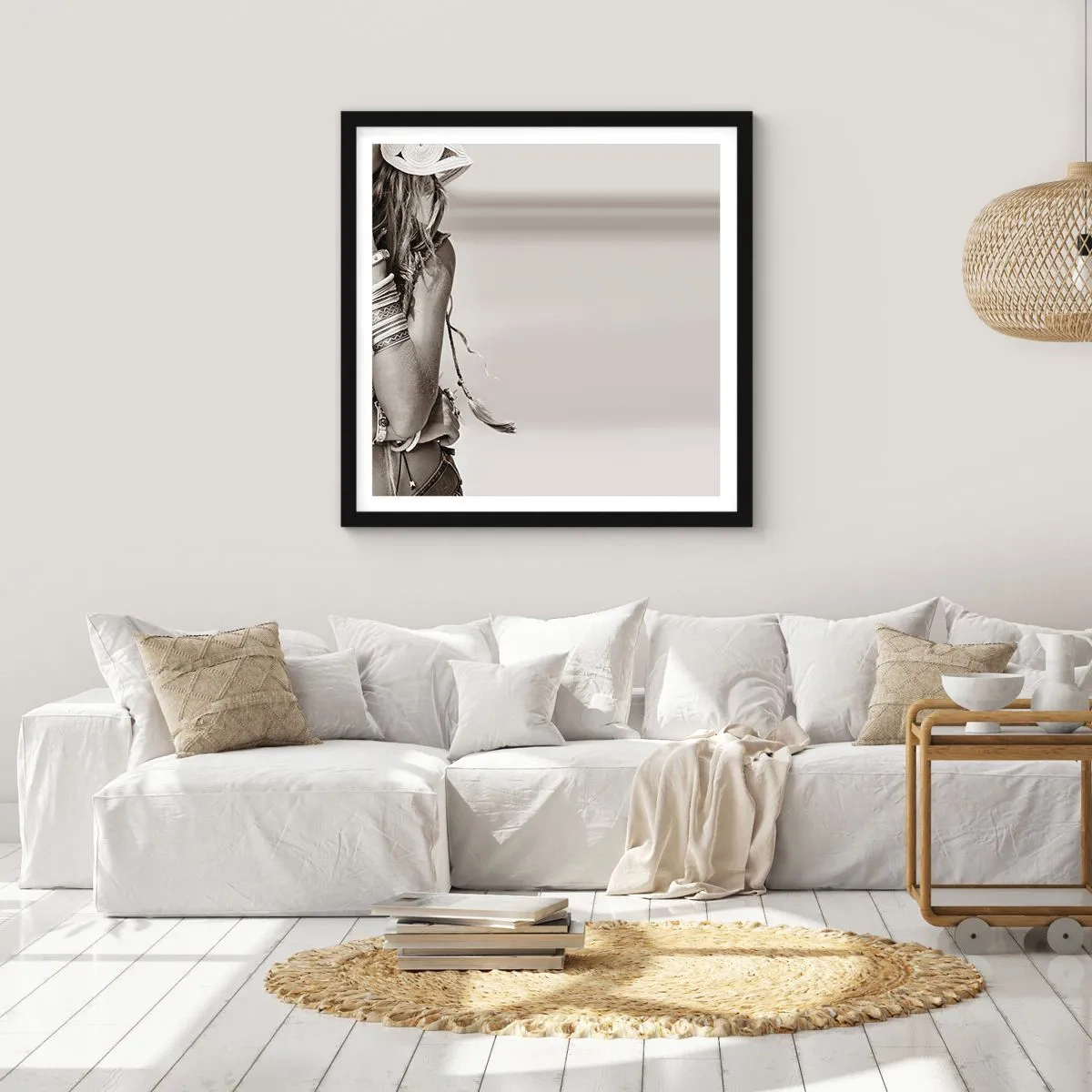 Poster in einem schwarzem Rahmen - Wieso ein Mädchen - 60x60 cm