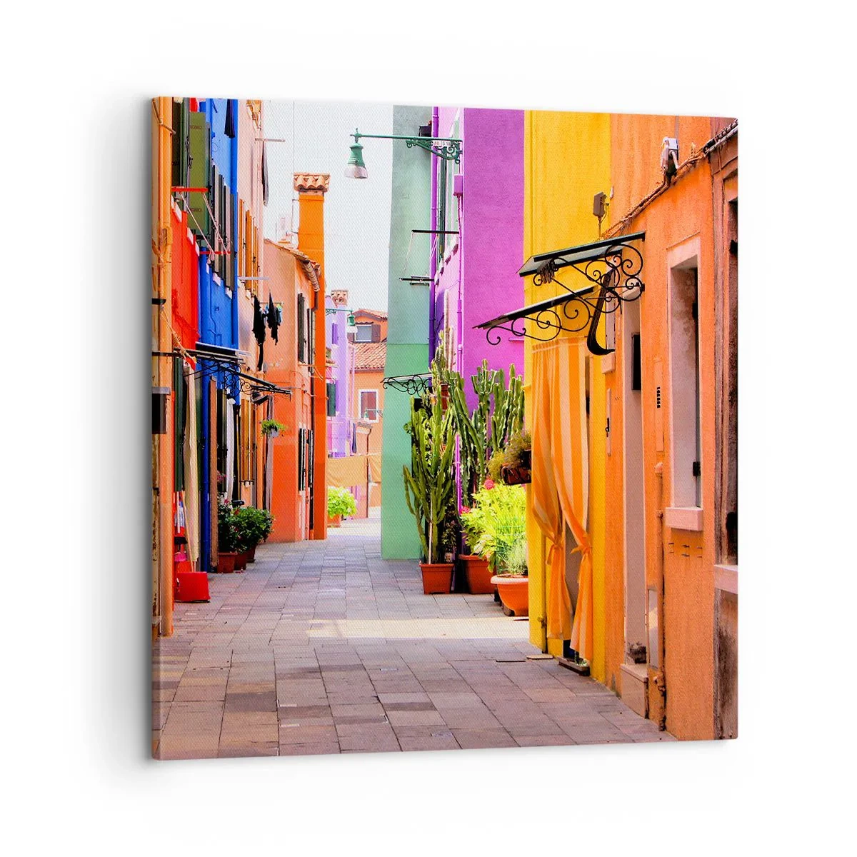Bild auf Leinwand - Leinwandbild - Regenbogengasse - 60x60 cm
