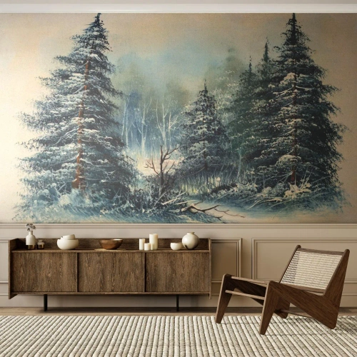 Fototapete Premium Canvas - Bereit für Weihnachten - Landschaft, Wald, Natur - 400x280 cm