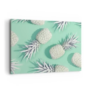 Bild auf Leinwand - Leinwandbild - Weiße Ananas auf pastellfarbenem Hintergrund im minimalistischen Stil - 120x80cm - Das passt gut zu Minze - Moderne Wanddekoration für Wohnzimmer und Schlafzimmer ARTTOR