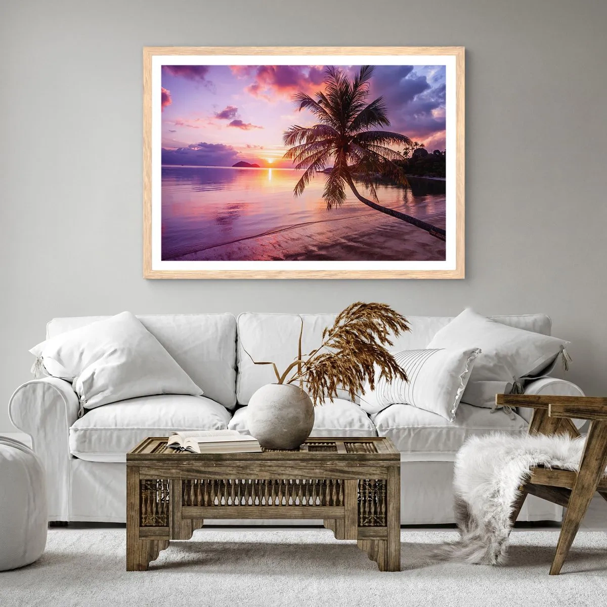Poster in einem Rahmen aus heller Eiche - Behaglichkeit bis zum Horizont - 50x40 cm