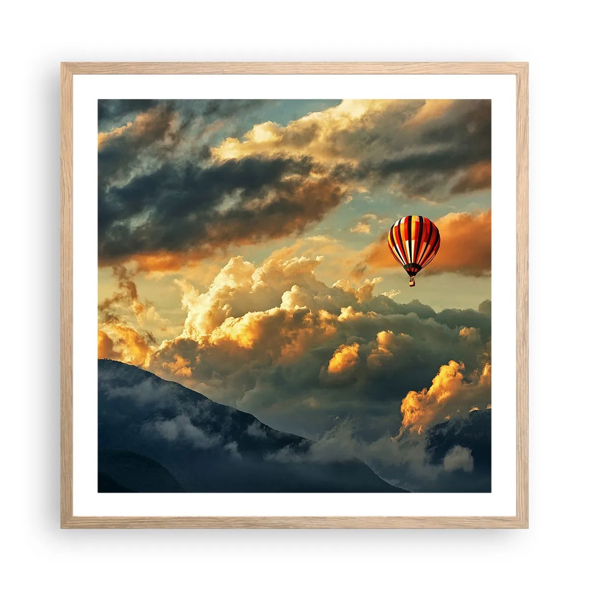 Poster in einem Rahmen aus heller Eiche - Ich fliege, weil ich es will - 60x60 cm
