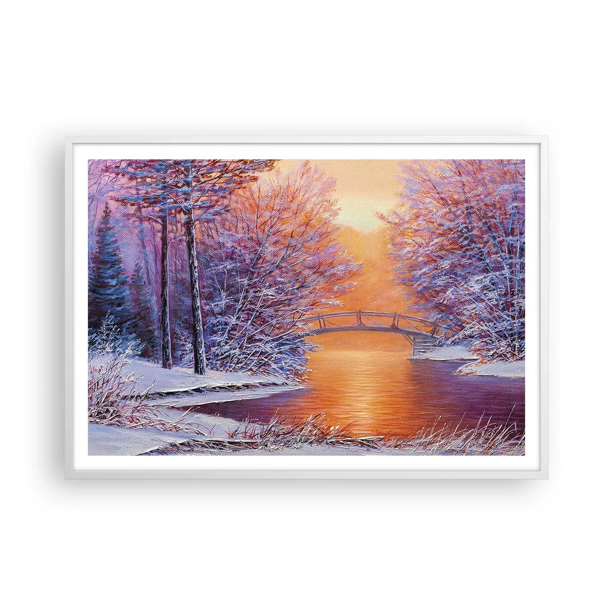 Poster in einem weißen Rahmen - Treffen wir uns hier - 100x70 cm