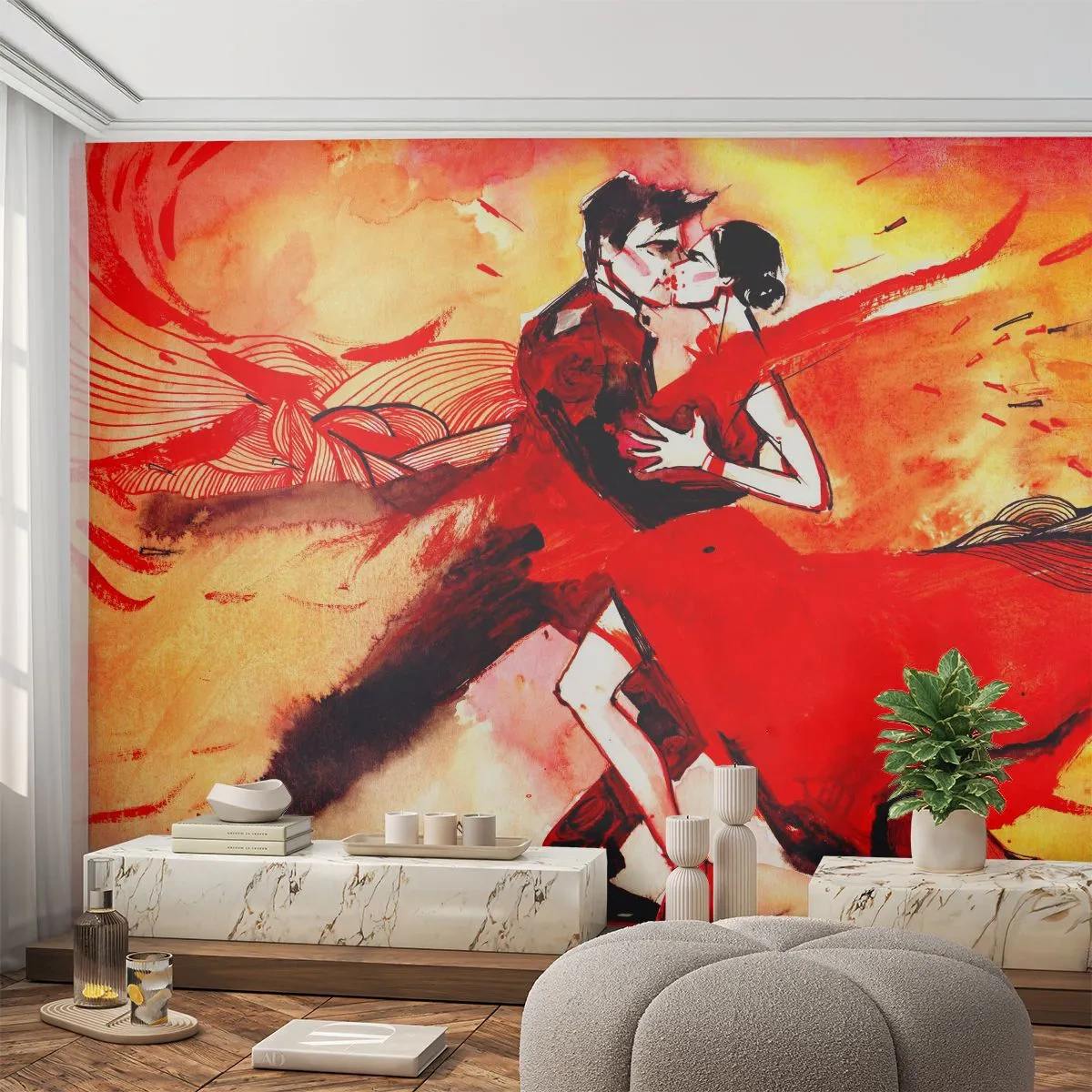 Fototapete Standard Eco - Der violette Rhythmus der Leidenschaft - Abstraktion, Tanzen, Tango - 200x140 cm