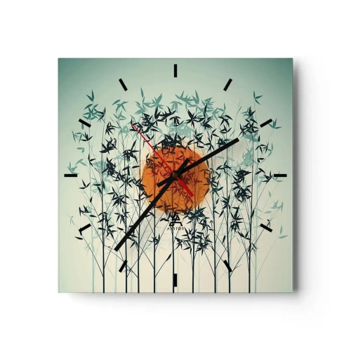 Wanduhr - Glasuhr - Japanische Sonne - 40x40 cm