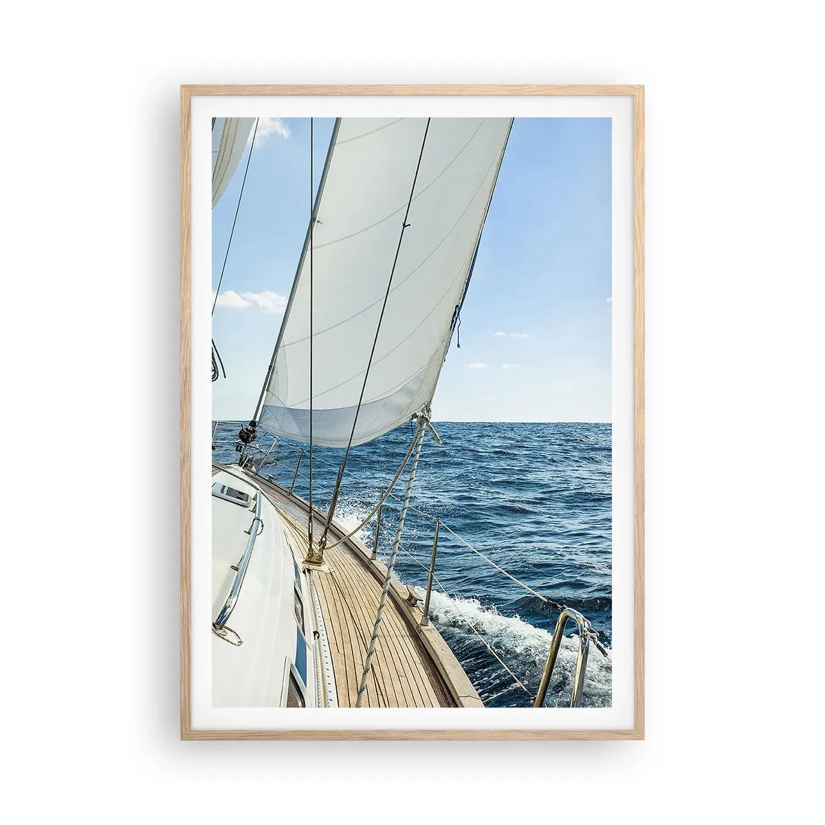 Poster in einem Rahmen aus heller Eiche - Ahoi, Abenteuer - 70x100 cm