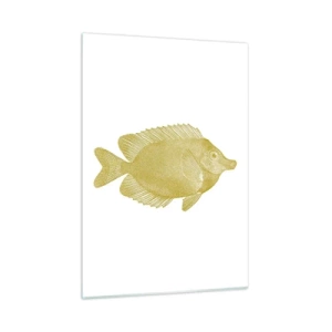 Glasbild - Bild auf glas - Vintage Goldfisch auf hellem Hintergrund - 50x70cm - Fisch und das war’s - Moderne Wanddekoration für Wohnzimmer und Schlafzimmer ARTTOR